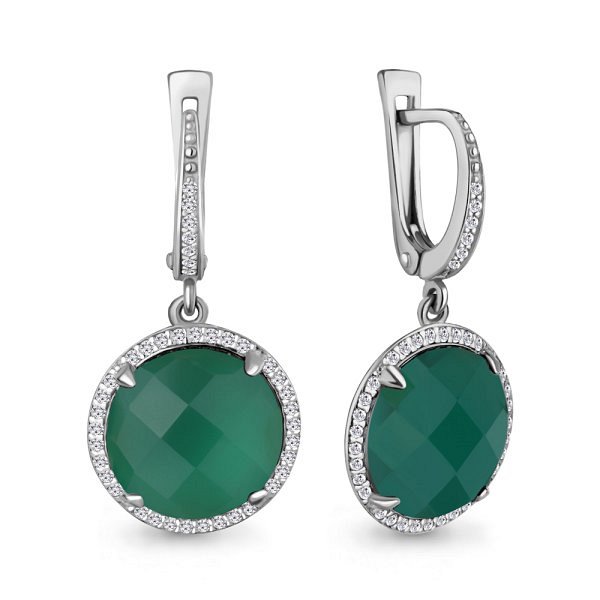 Серьги Аквамарин - Серебро 925, Агат, Фианит (арт. 4436409А.5)