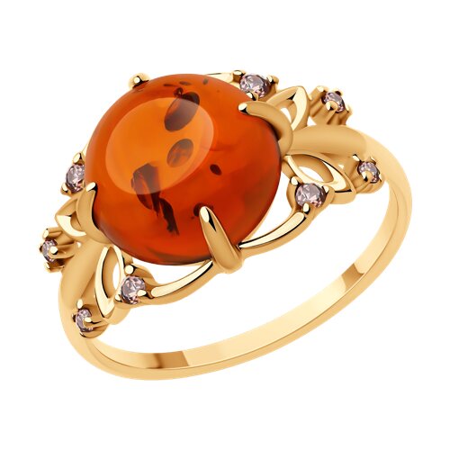 Кольцо SOKOLOV - Серебро 925, Янтарь (арт. 83010200)