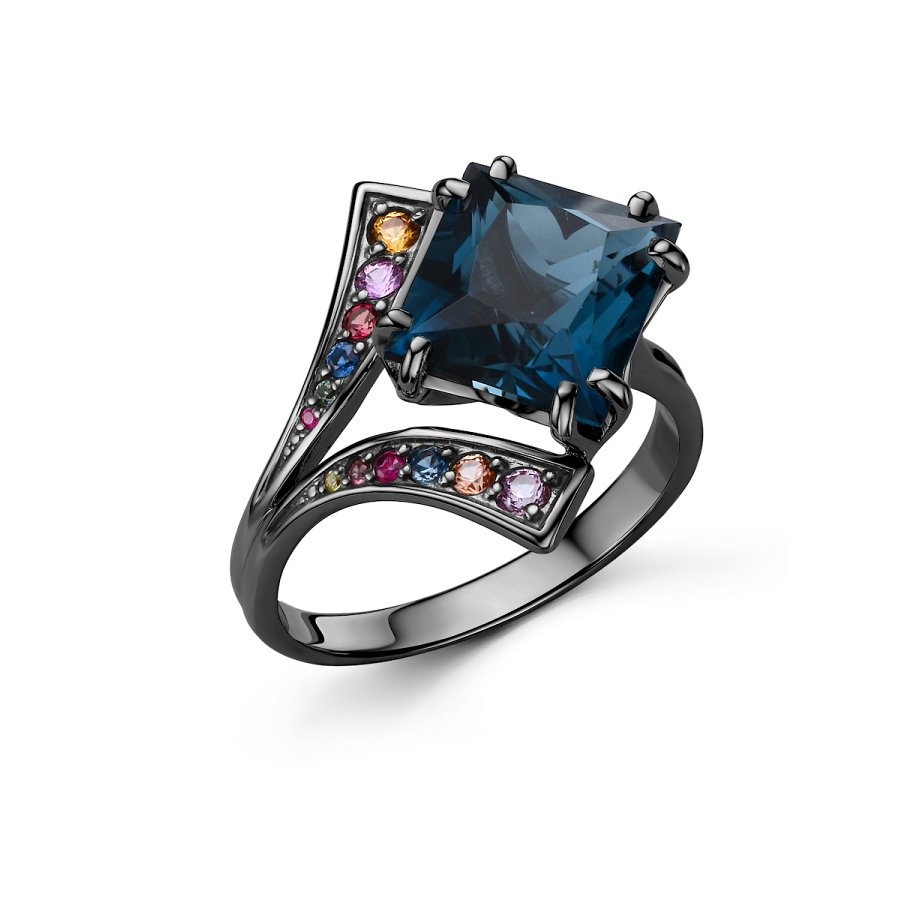 Кольцо Дар - Серебро 925, Сапфир, Топаз лондон (арт. К-5262чрс41111151)