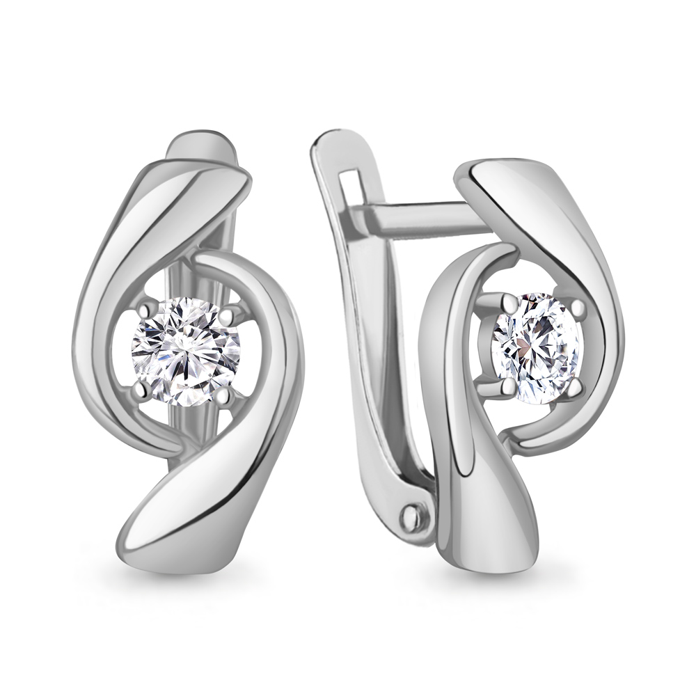 Серьги Аквамарин - Серебро 925, Фианит (арт. 400471А.5)