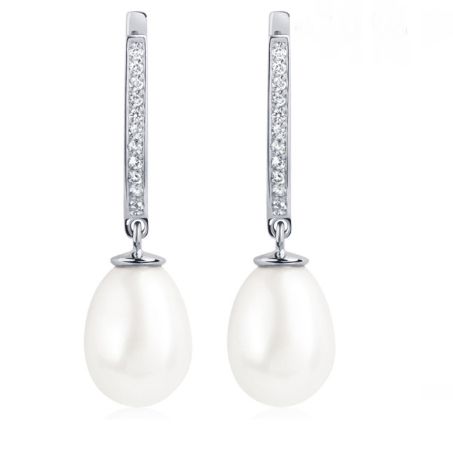 Серьги Platinum Lab. - Платина 950, Жемчуг культивированный, Бриллиант (арт. ПС-213-01)