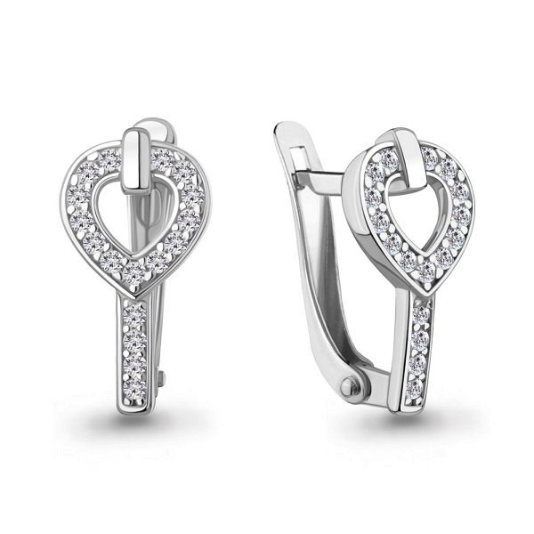 Серьги Аквамарин - Серебро 925, Фианит (арт. 400978А.5)