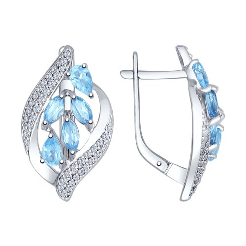 Серьги SOKOLOV - Серебро 925, Топаз, Фианит (арт. 92021509)