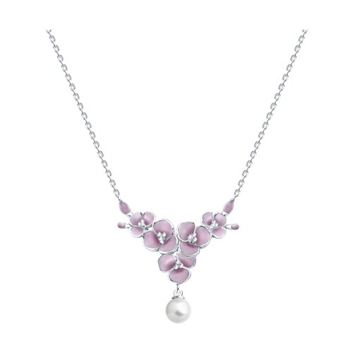 Колье SOKOLOV - Серебро 925, Жемчуг имитация, Эмаль (арт. 94071320)