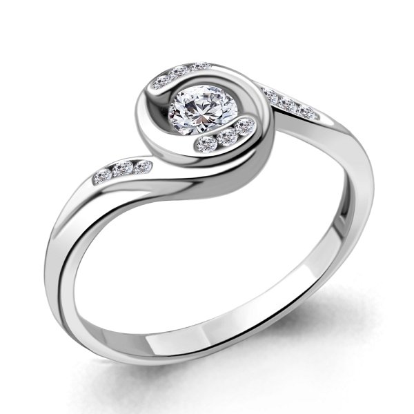 Кольцо Аквамарин - Серебро 925, Фианит (арт. 68933А.5)