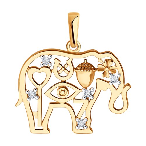 Подвеска SOKOLOV - Золото 585, Фианит (арт. 036588)