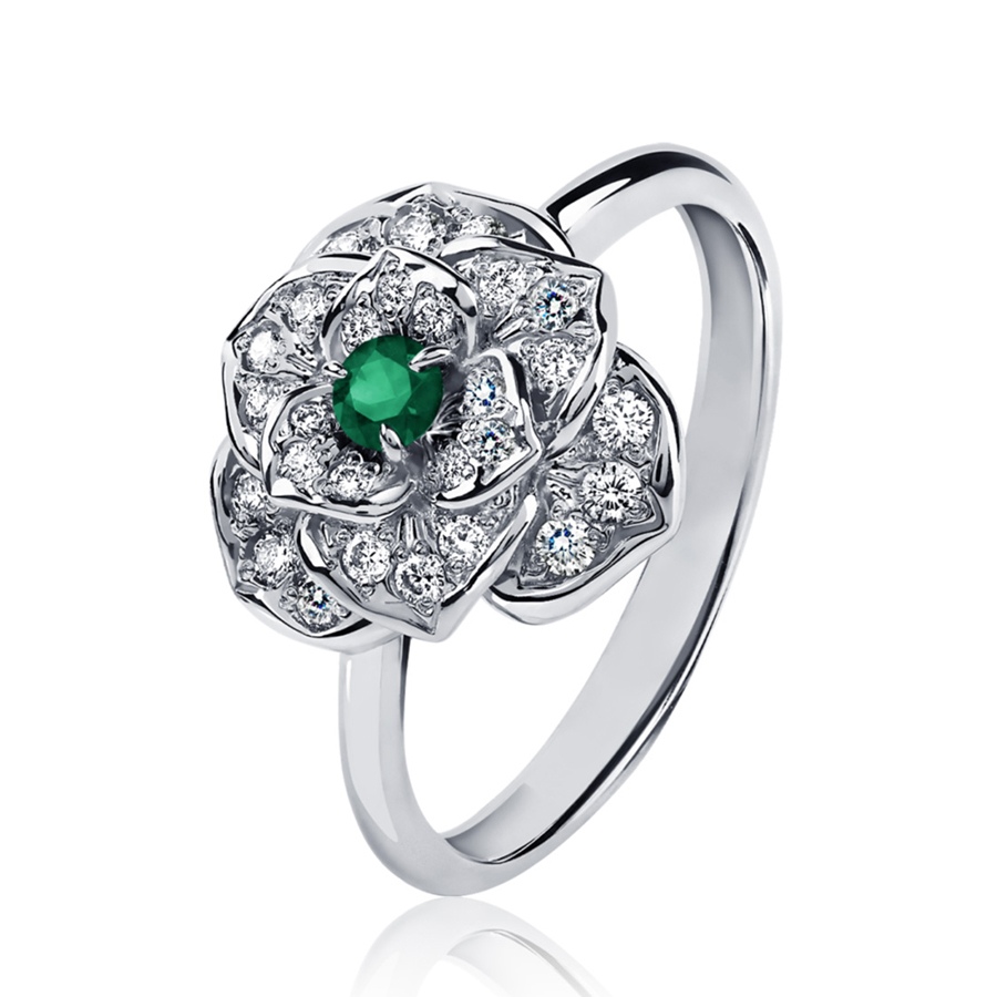 Кольцо Platinum Lab. - Платина 950, Изумруд, Бриллиант (арт. ПК-040И-02)