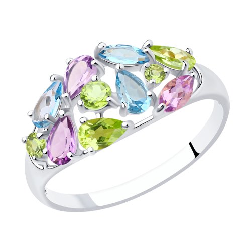 Кольцо SOKOLOV - Серебро 925, Аметист, Топаз, Хризолит (арт. 92011378)