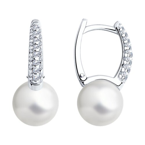 Серьги SOKOLOV - Серебро 925, Жемчуг имитация, Фианит (арт. 94026028)