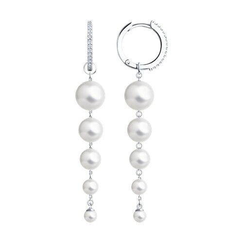Серьги SOKOLOV - Серебро 925, Жемчуг имитация, Фианит (арт. 94027108)