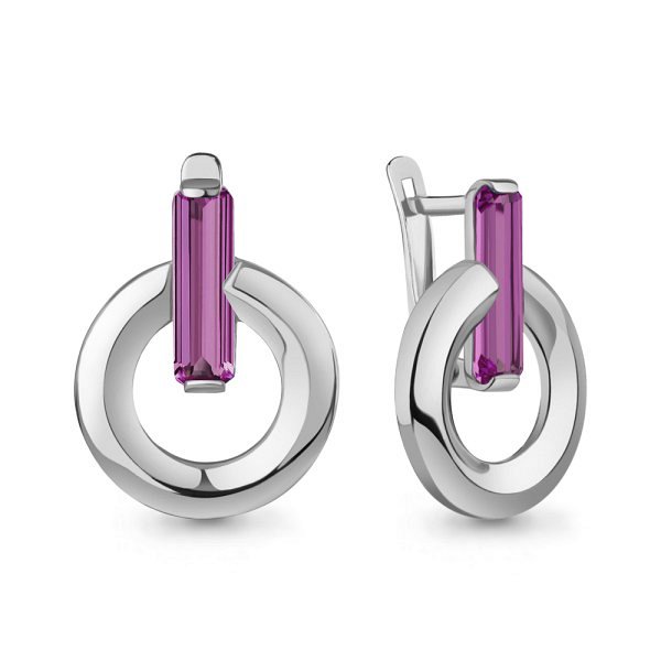 Серьги Аквамарин - Серебро 925, Синтетический аметист (арт. 45000284.5)