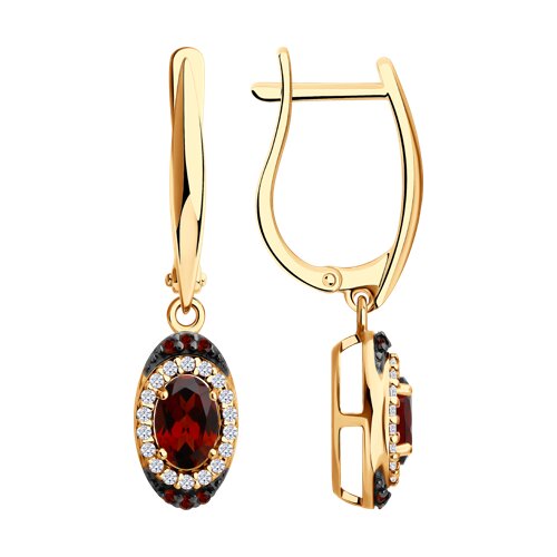 Серьги SOKOLOV - Серебро 925, Гранат, Фианит (арт. 92025342)