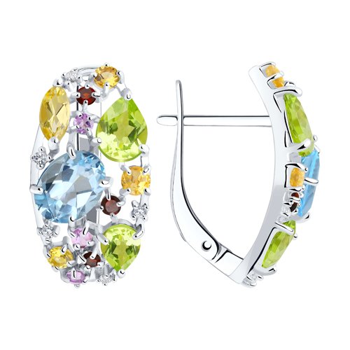 Серьги SOKOLOV - Серебро 925, Аметист, Гранат, Топаз, Фианит, Хризолит, Цитрин (арт. 92020174)