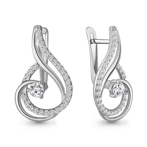 Серьги Аквамарин - Серебро 925, Фианит (арт. 400148А.5)