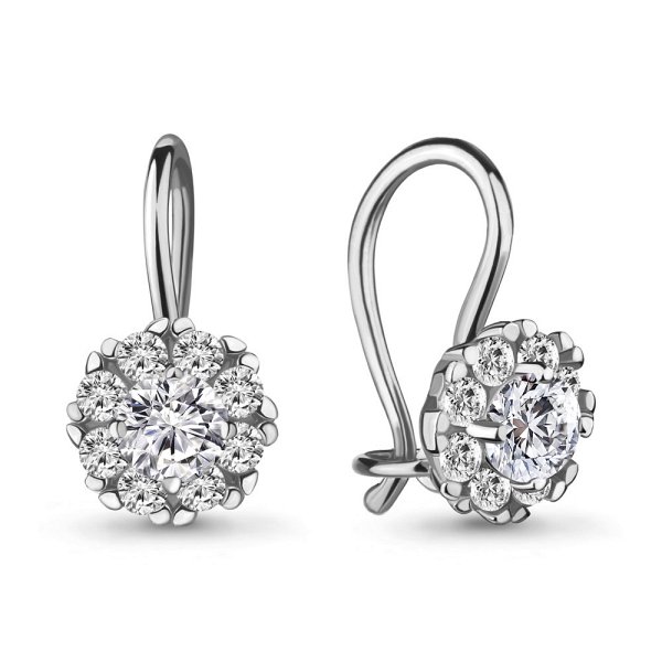 Серьги Аквамарин - Серебро 925, Фианит (арт. 40965А.5)