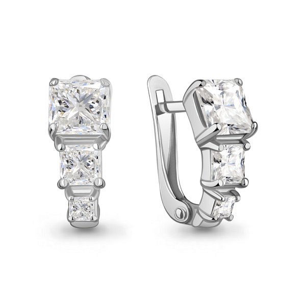 Серьги Аквамарин - Серебро 925, Фианит (арт. 400849.5)