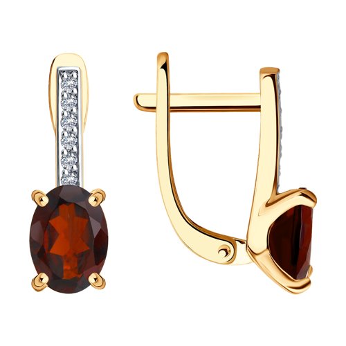 Серьги SOKOLOV - Золото 585, Гранат, Фианит (арт. 727898)