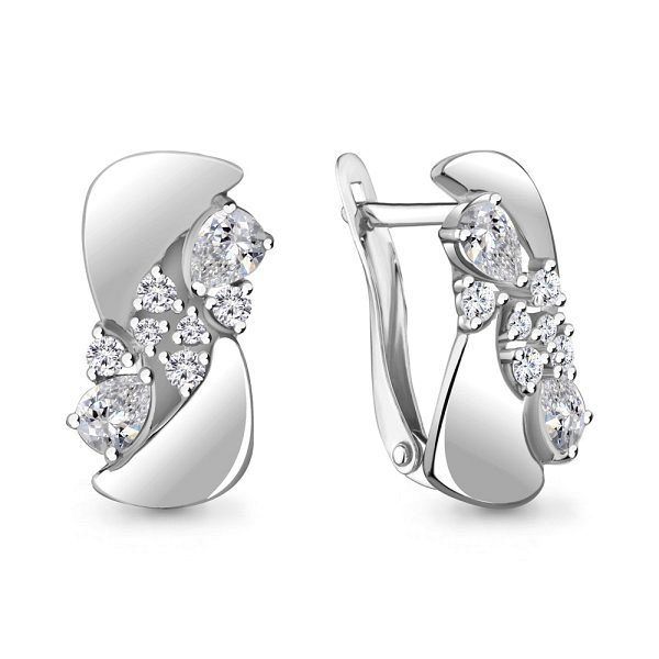 Серьги Аквамарин - Серебро 925, Фианит (арт. 45854А.5)