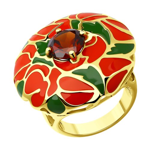 Кольцо Diamant - Серебро 925, Синтетический гранат, Эмаль (арт. 93-310-01661-1)