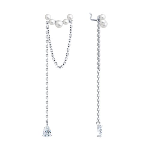 Серьги SOKOLOV - Серебро 925, Жемчуг имитация, Фианит (арт. 94026792)
