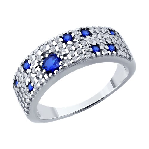 Кольцо SOKOLOV - Серебро 925, Синтетический сапфир , Фианит (арт. 88010078)