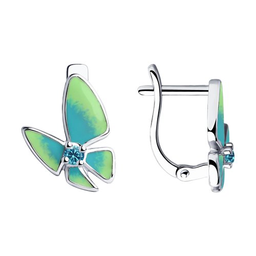 Серьги SOKOLOV - Серебро 925, Фианит, Эмаль (арт. 94023534)