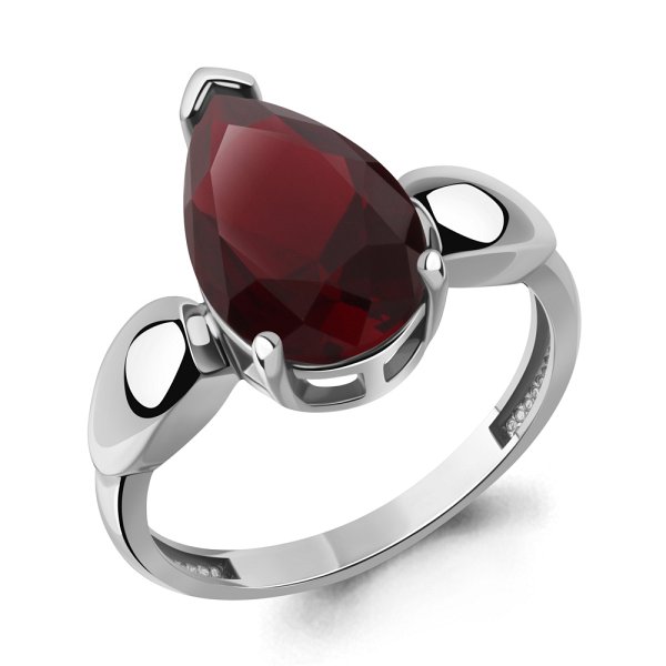 Кольцо Аквамарин - Серебро 925, Синтетический гранат, Фианит (арт. 65021085.5)