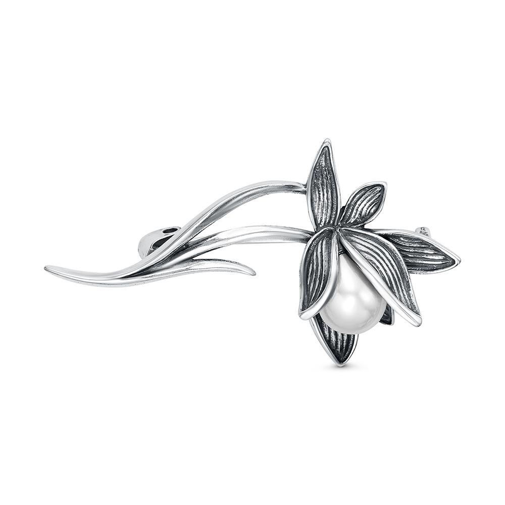 Брошь Красная пресня - Серебро 925, Жемчуг имитация (арт. 13616762)