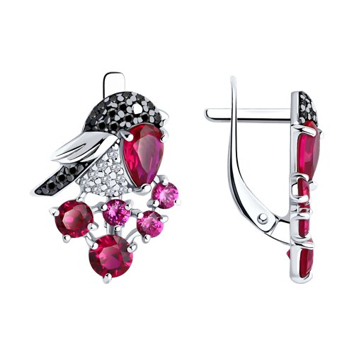 Серьги SOKOLOV - Серебро 925, Синтетический рубин, Фианит (арт. 94022616)