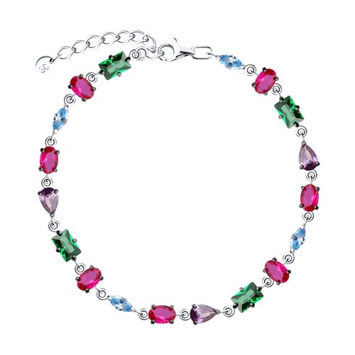 Браслет SOKOLOV - Серебро 925, Синтетический рубин, Фианит (арт. 94051241)