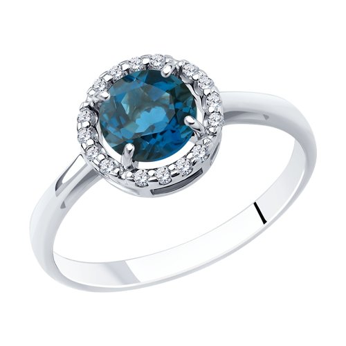 Кольцо SOKOLOV - Серебро 925, Топаз лондон, Фианит (арт. 92011017)