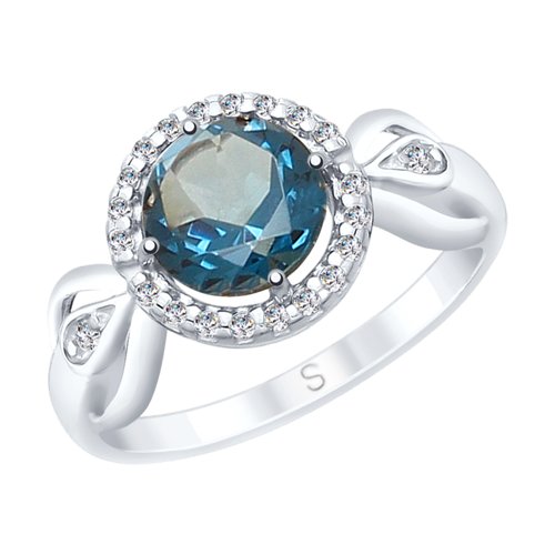 Кольцо SOKOLOV - Серебро 925, Топаз лондон, Фианит (арт. 92011674)