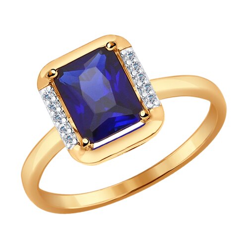 Кольцо SOKOLOV - Золото 375, Синтетический сапфир , Фианит (арт. 37714318)