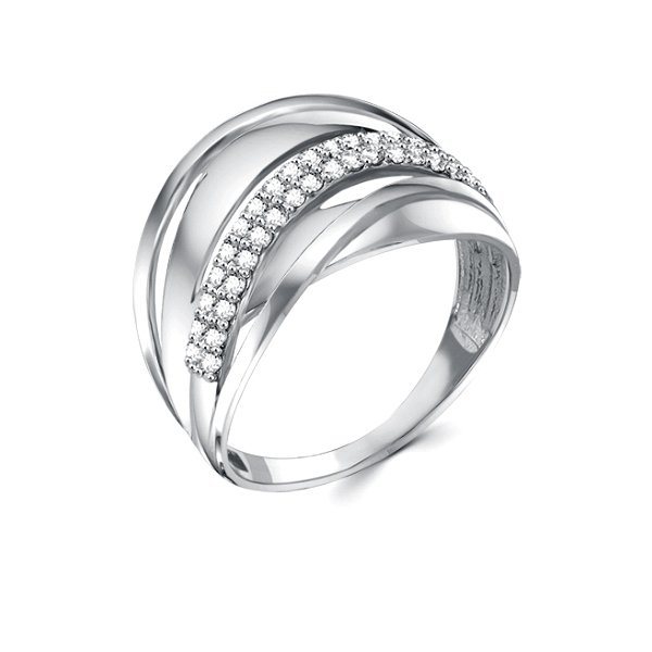 Кольцо Золотые узоры - Серебро 925, Фианит (арт. 90-01-7547-00)