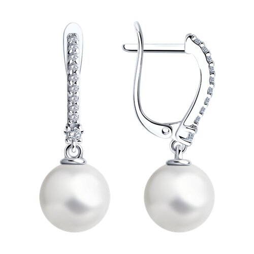 Серьги SOKOLOV - Серебро 925, Жемчуг имитация, Фианит (арт. 94026089)