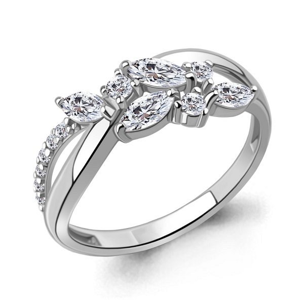 Кольцо Аквамарин - Серебро 925, Фианит (арт. 600101А.5)