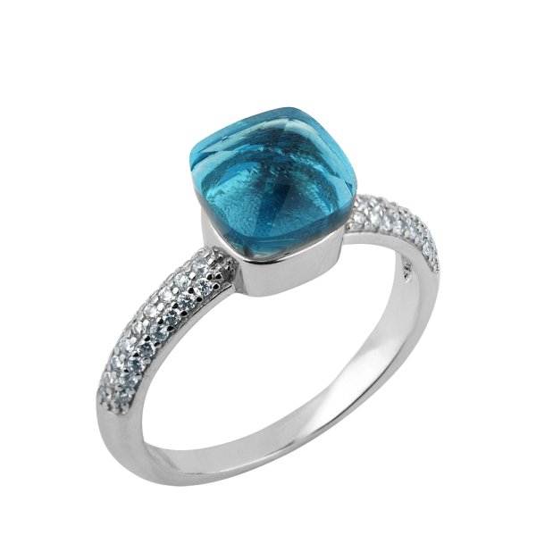 Кольцо Фиделис - Серебро 925, Стекло, Фианит (арт. SET15784R-bl)