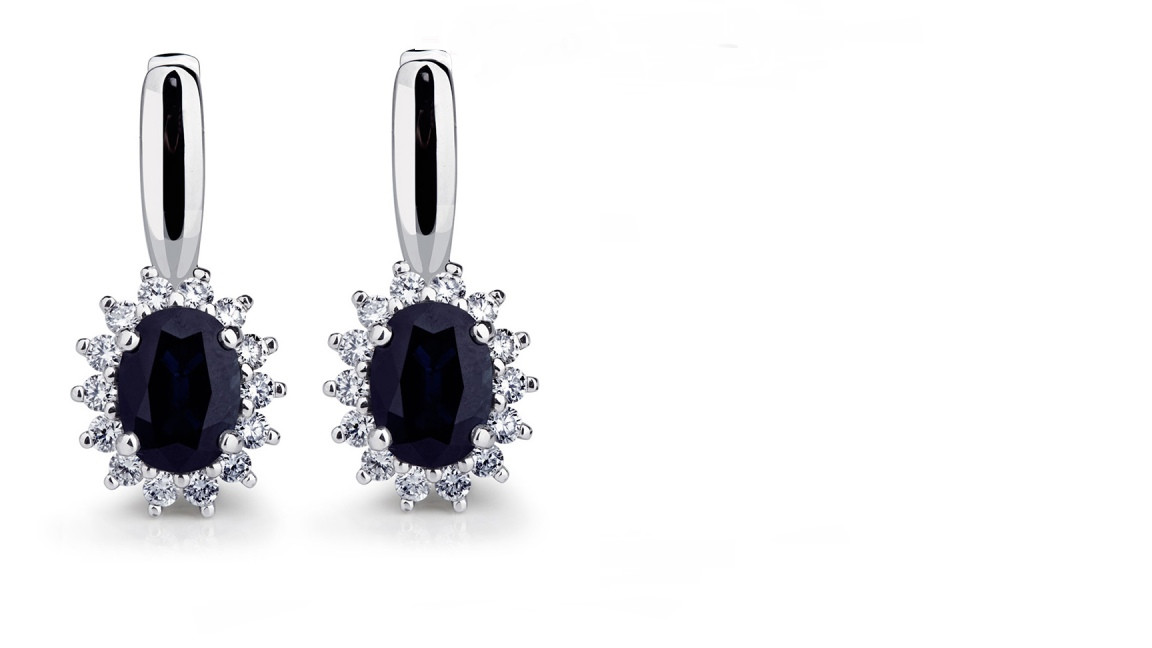 Серьги Platinum Lab. - Платина 950, Сапфир, Бриллиант (арт. ПС-038С-02)