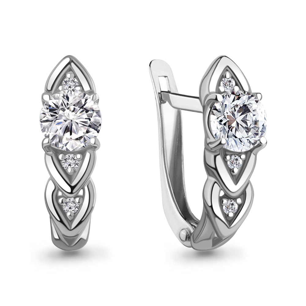 Серьги Аквамарин - Серебро 925, Фианит (арт. 400327А.5)