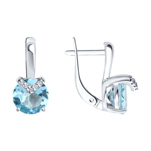 Серьги SOKOLOV - Серебро 925, Топаз, Фианит (арт. 92022959)