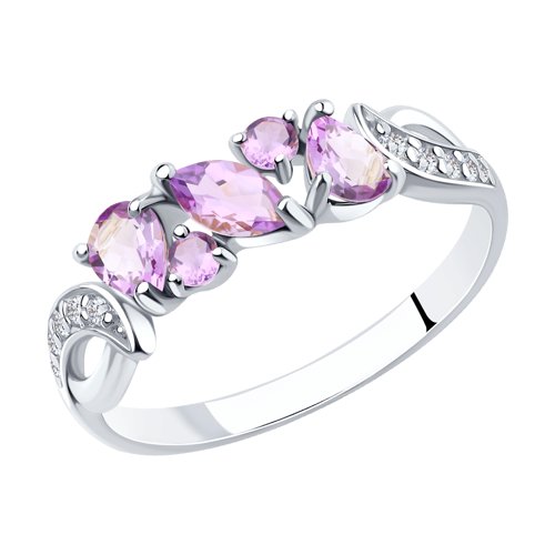 Кольцо SOKOLOV - Серебро 925, Аметист, Фианит (арт. 92011593)