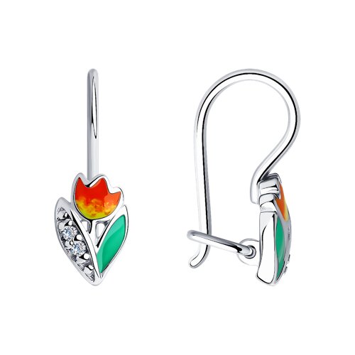 Серьги Diamant - Серебро 925, Фианит, Эмаль (арт. 94-120-01529-1)
