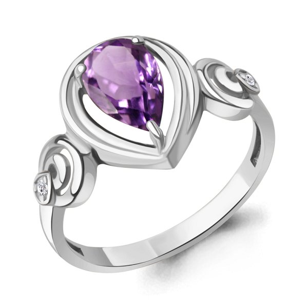 Кольцо Аквамарин - Серебро 925, Аметист, Фианит (арт. 65025004А.5)