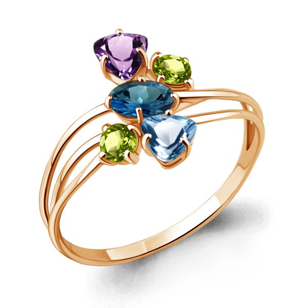 Кольцо Аквамарин - Серебро 925, Аметист, Топаз, Топаз лондон, Хризолит (арт. 6562752.6)