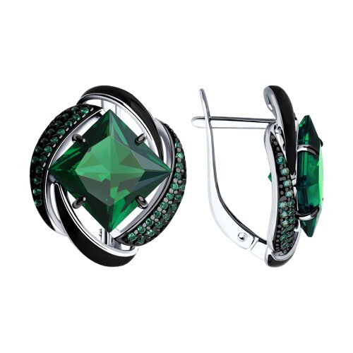 Серьги SOKOLOV - Серебро 925, Синтетический ситалл , Фианит, Эмаль (арт. 92021455)