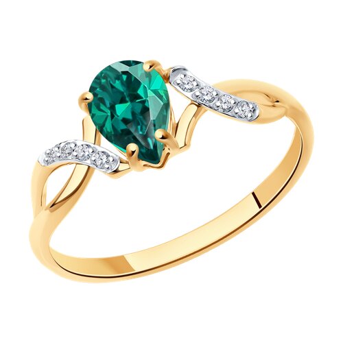 Кольцо SOKOLOV - Золото 585, Синтетический изумруд, Фианит (арт. 716328)