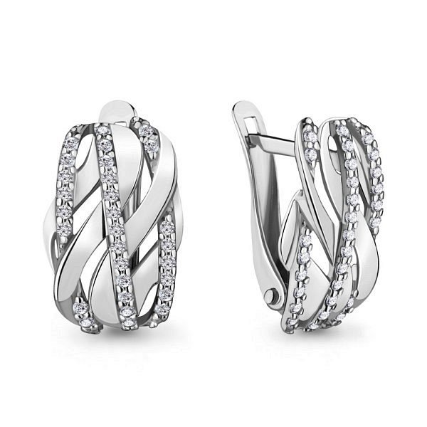 Серьги Аквамарин - Серебро 925, Фианит (арт. 42304А.5)