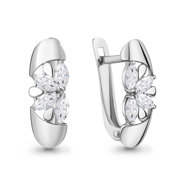 Серьги Аквамарин - Серебро 925, Фианит (арт. 49214.5)