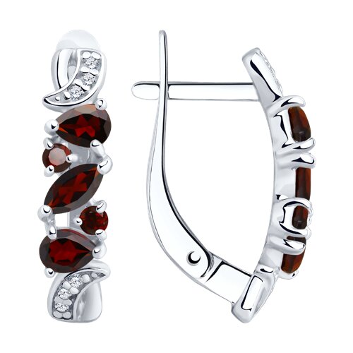 Серьги SOKOLOV - Серебро 925, Гранат, Фианит (арт. 92021782)