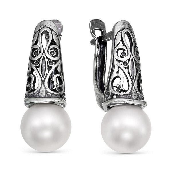 Серьги Красная пресня - Серебро 925, Жемчуг имитация (арт. 3368916)